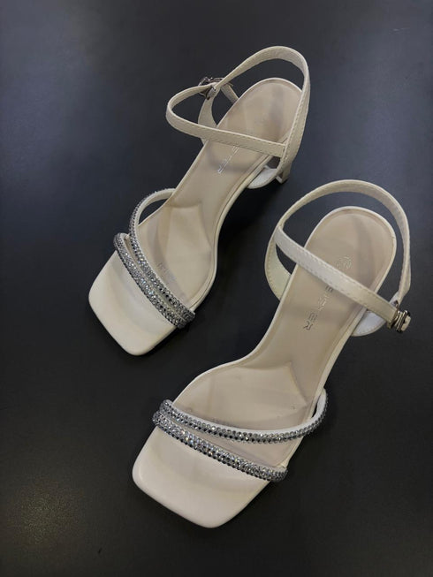 Rhinestone Embedded Open Toe Heels